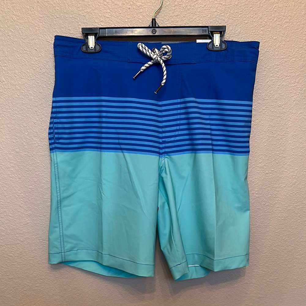 Sonoma Men's Blue and Aqua Swim Board Shorts  Size M